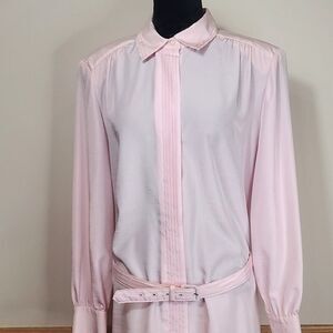 Schrader Sport Vintage Baby Pink Sheer Shirt Dress Size 18